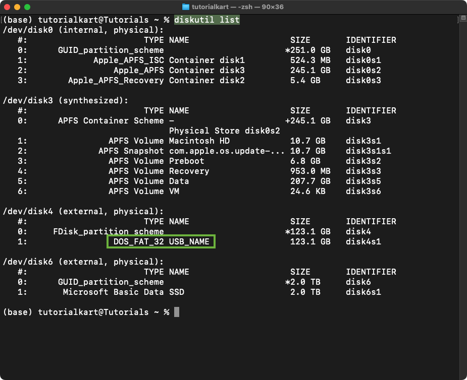Format USB Drive Using Terminal - Verification Step